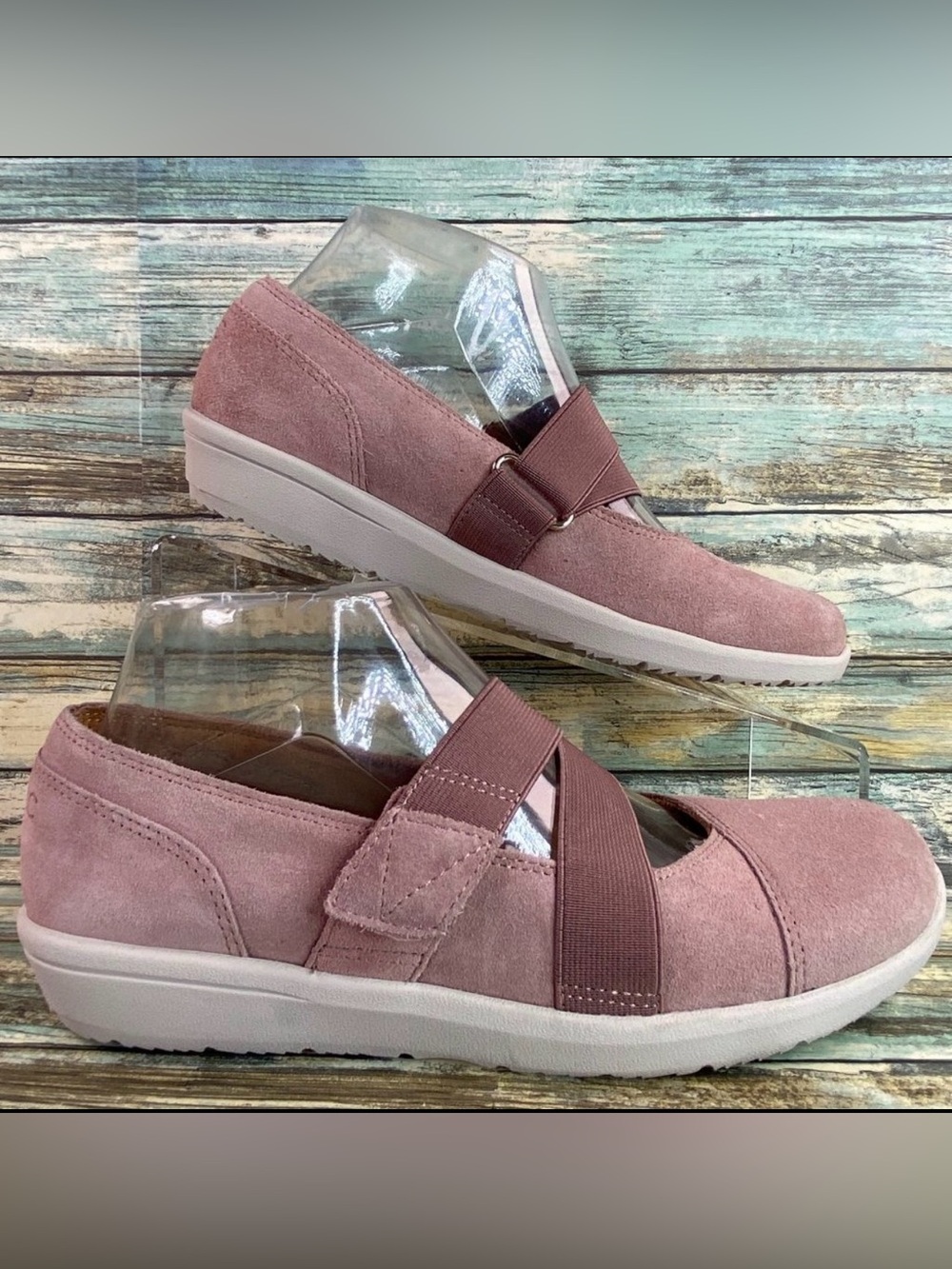 Vionic Shelby Mary Jane Loafer Shoe Womens 6M Pink Suede Hook & Loop Casual